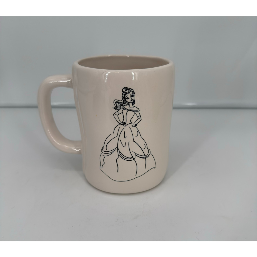 Rae Dunn Disney Princess "LOVE STORY" Mug Beauty & Beast Belle Double Sided